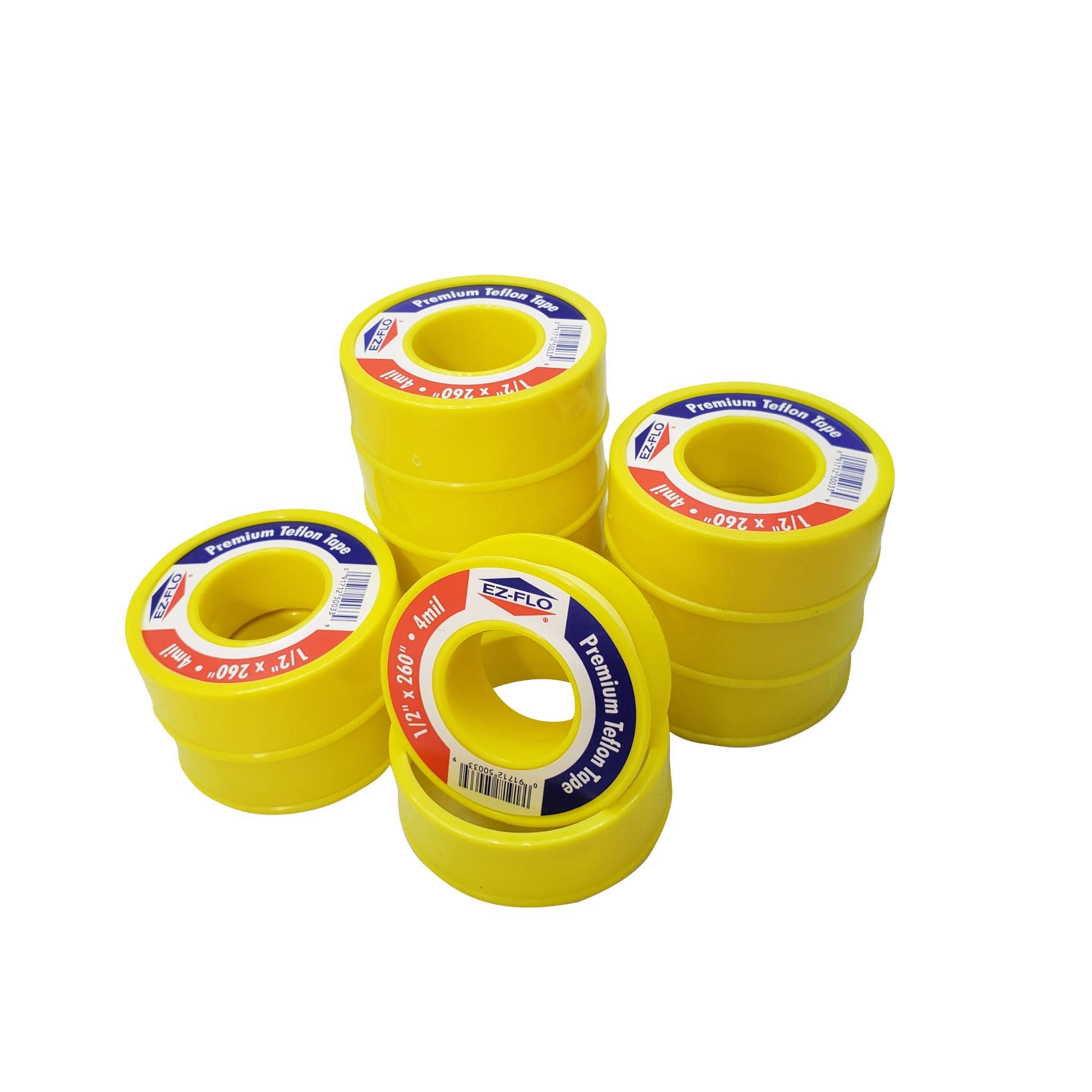 Premium Teflon Tape For Gas Pipe 1/2 x 260 4 Mil. 10 Pack