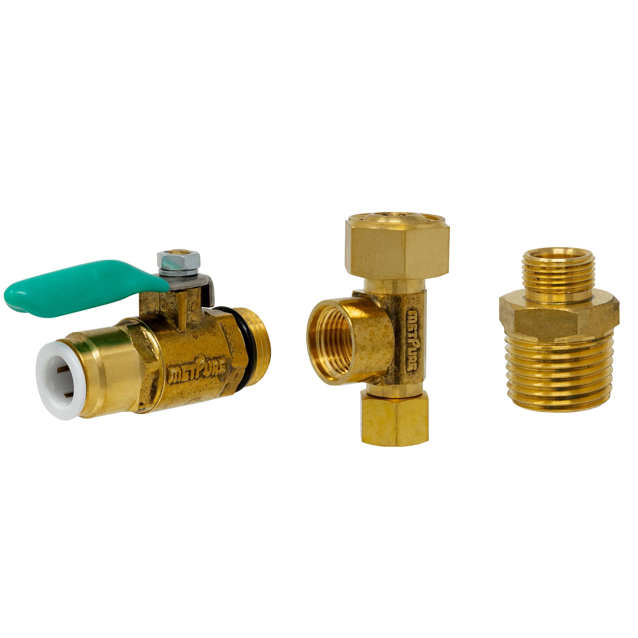 Brass EZ RO Water Filtration Supply Adapter with 3/8 QC Ball Valve
