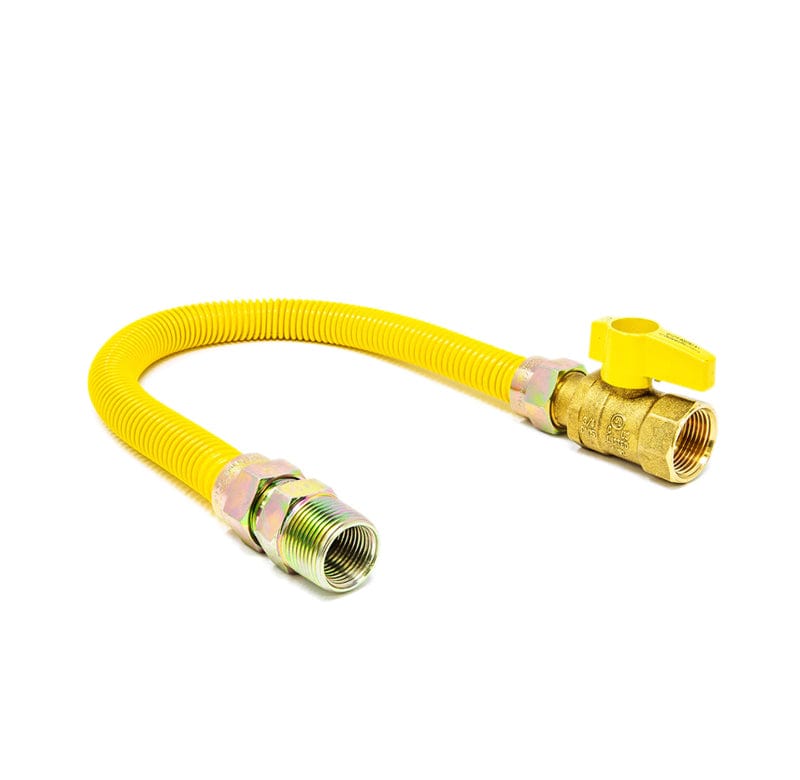 Gas Flex 3/8" OD x 18" Connector 1/2" MIP x 1/2" FIP Straight Valve 1/4" ID Polymer Coated Hose