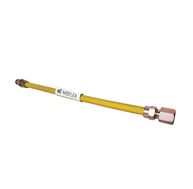 Yellow Polymer Coated Stainless Steel Tube 3/4" ID (1" OD) Connector with 3/4" MIP x 3/4" FIP Gas Flex Connector (18" Length x 3/4" ID)