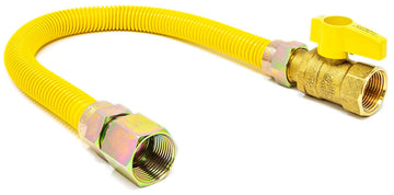 Gas Flex 1/2" OD x 12" Connector 1/2" MIP x 1/2" FIP Straight Valve Polymer coated 3/8" ID Hose