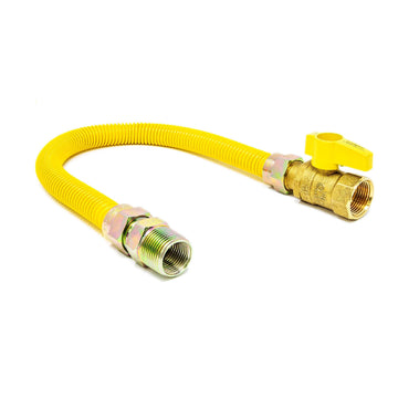 Gas Flex 5/8" OD x 18" Connector 3/4" MIP x 3/4" Straight Valve 1/2" ID Polymer Coated Hose