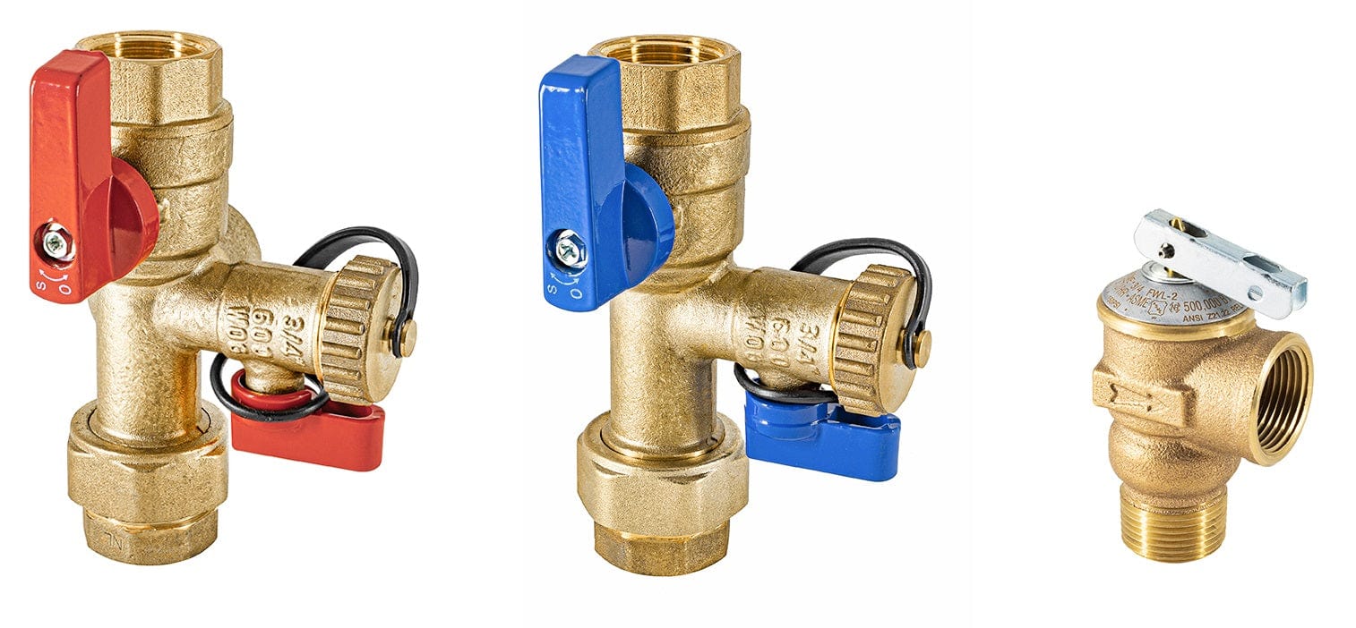 VALVE Kit 3/4" Expansion PEX HEAVY DUTY Tankless WATER HEATER ISOLATION VALVE with PRESSURE RELIEF VALVE