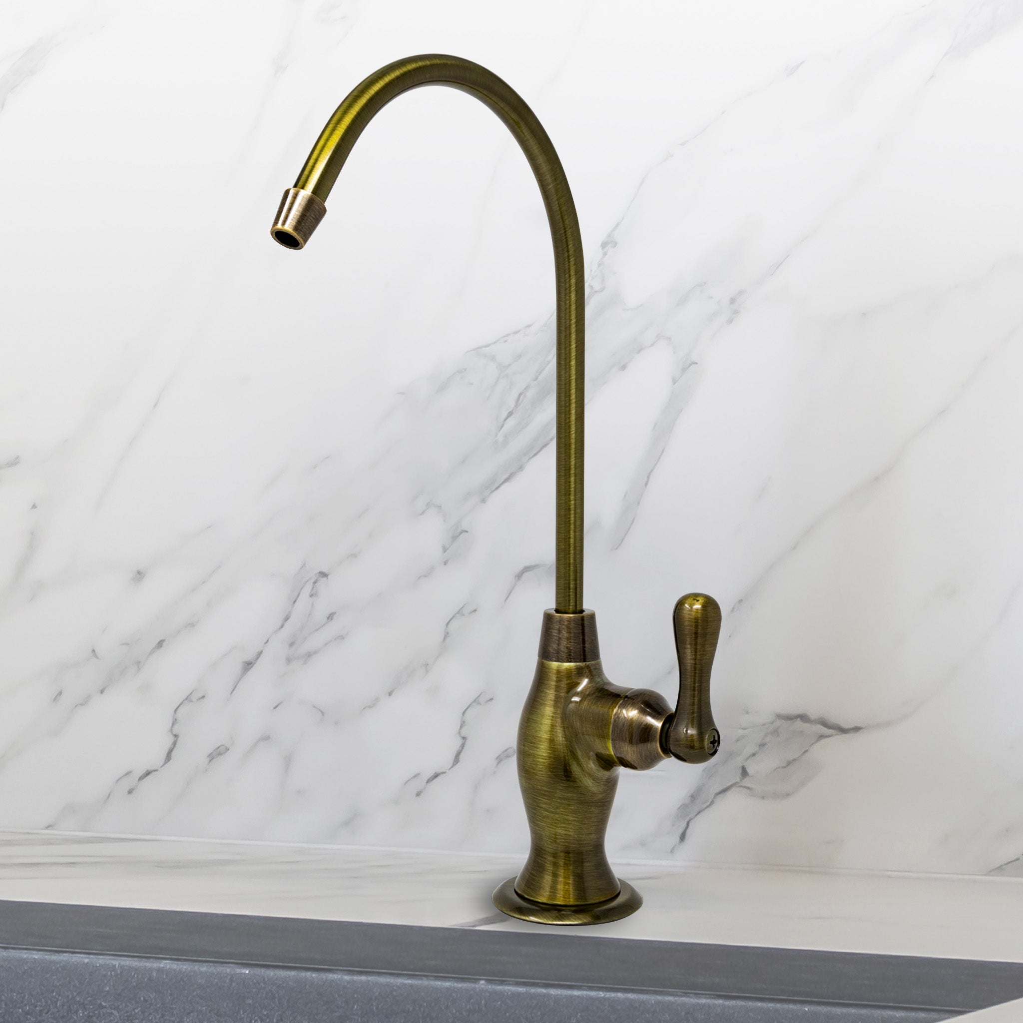 Water Filtration Faucet Vase Style Antique Brass Reverse Osmosis Non Air Gap. Certified by NSF.