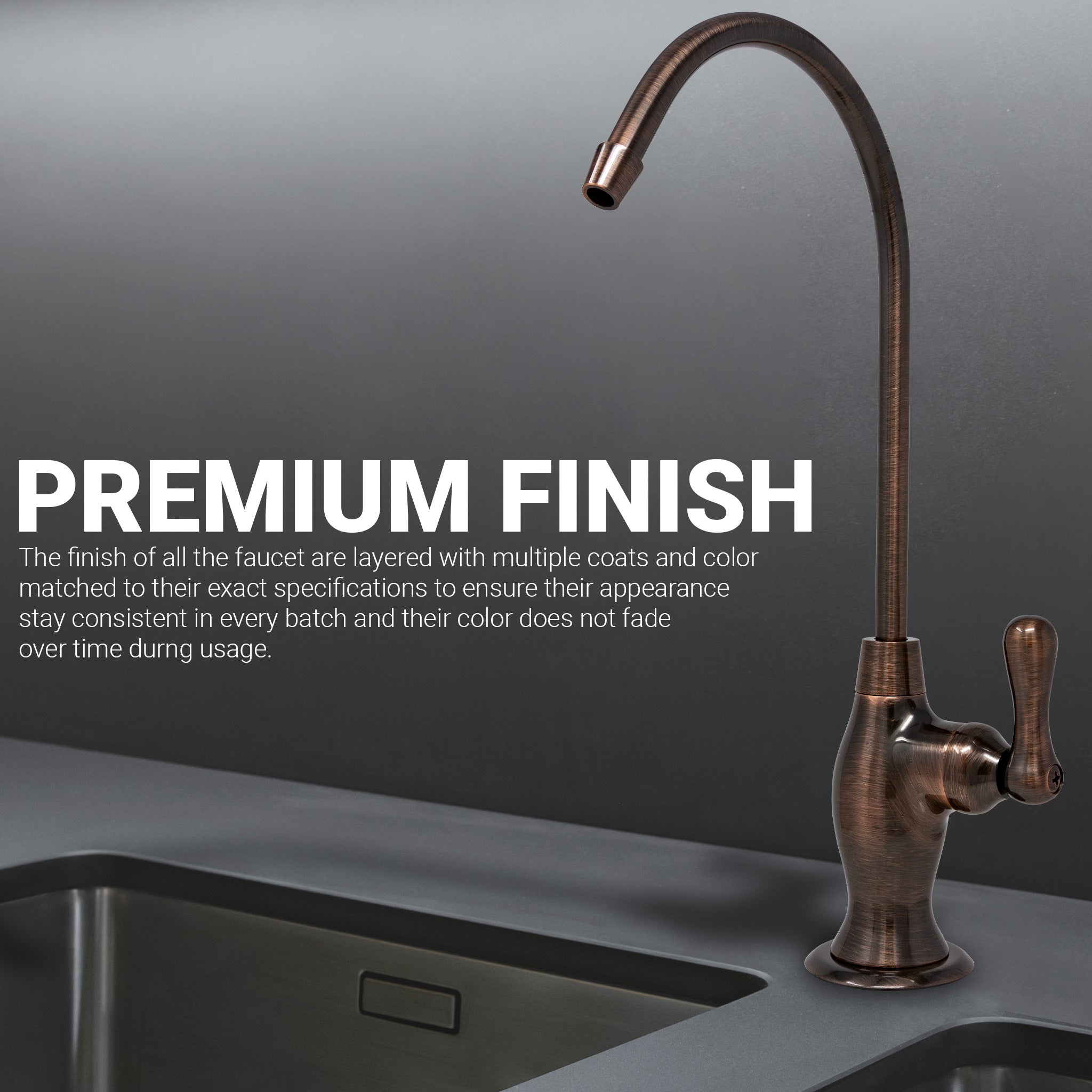 Water Filtration Faucet Vase Style Antique Wine Reverse Osmosis Non Air Gap. Certified by NSF.