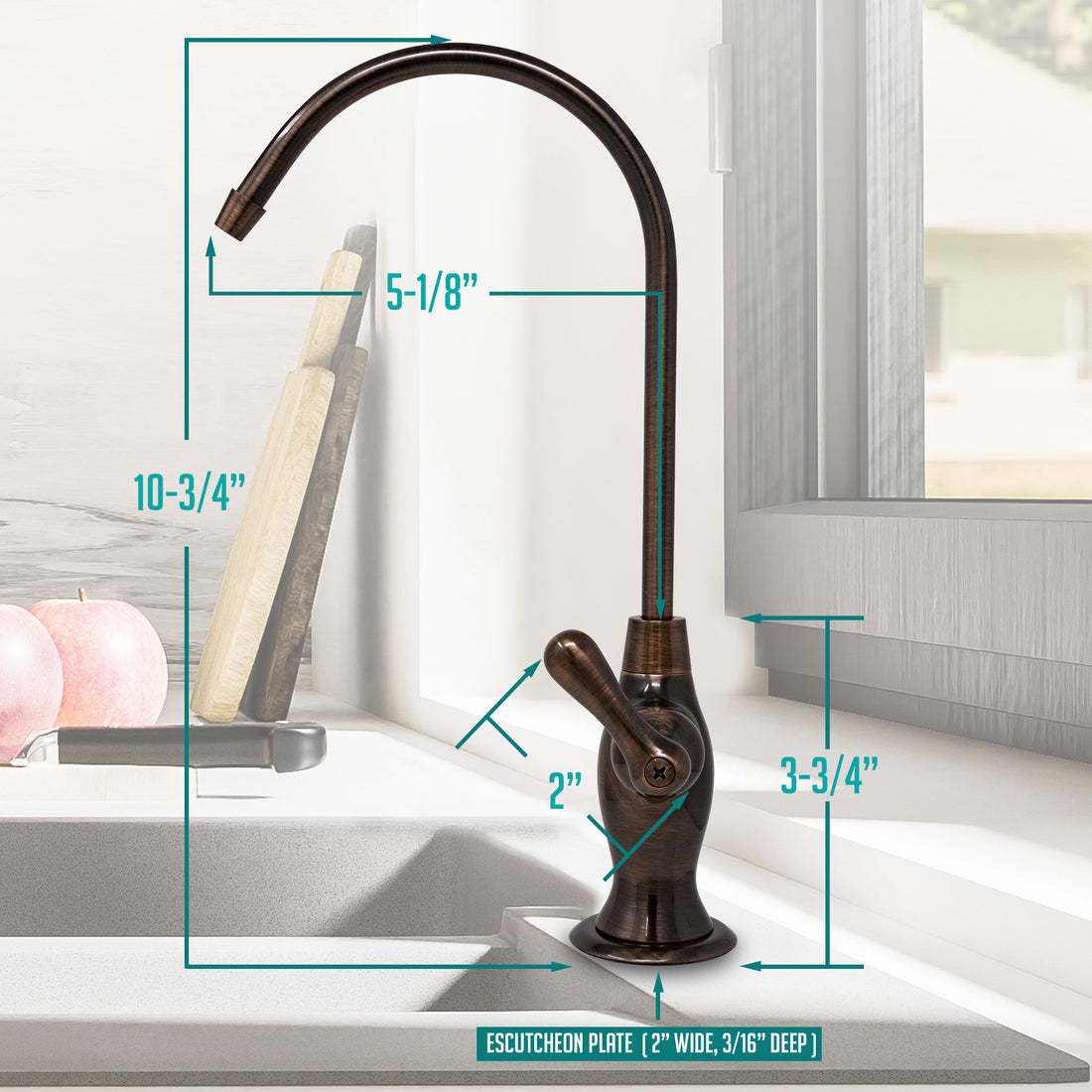 Water Filtration Faucet Vase Style Antique Wine Reverse Osmosis Non Air Gap. Certified by NSF.