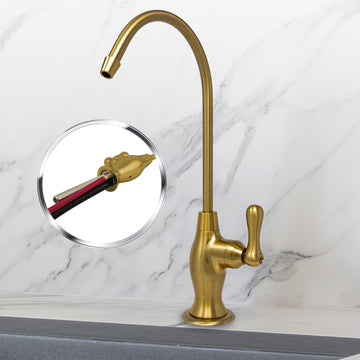 Water Filtration Faucet Vase Style Brushed Gold Reverse Osmosis Air Gap With Pre-installed Attached Tubings. Certified by NSF.