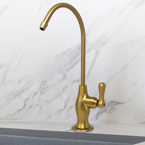 Water Filtration Faucet Vase Style Brushed Gold Reverse Osmosis Non Air Gap. Certified by NSF.