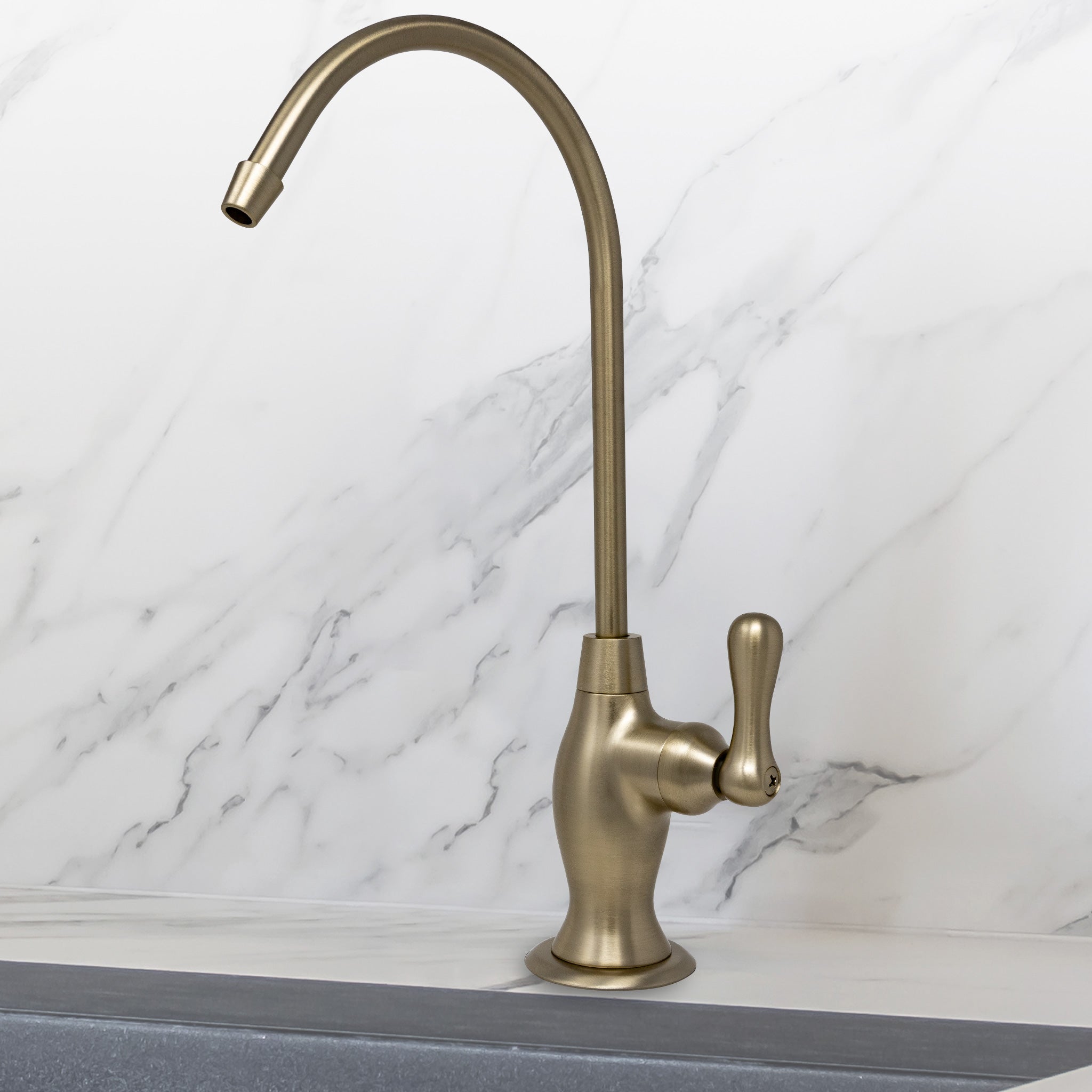 Water Filtration Faucet Vase Style Champagne Gold Reverse Osmosis Non Air Gap. Certified by NSF.