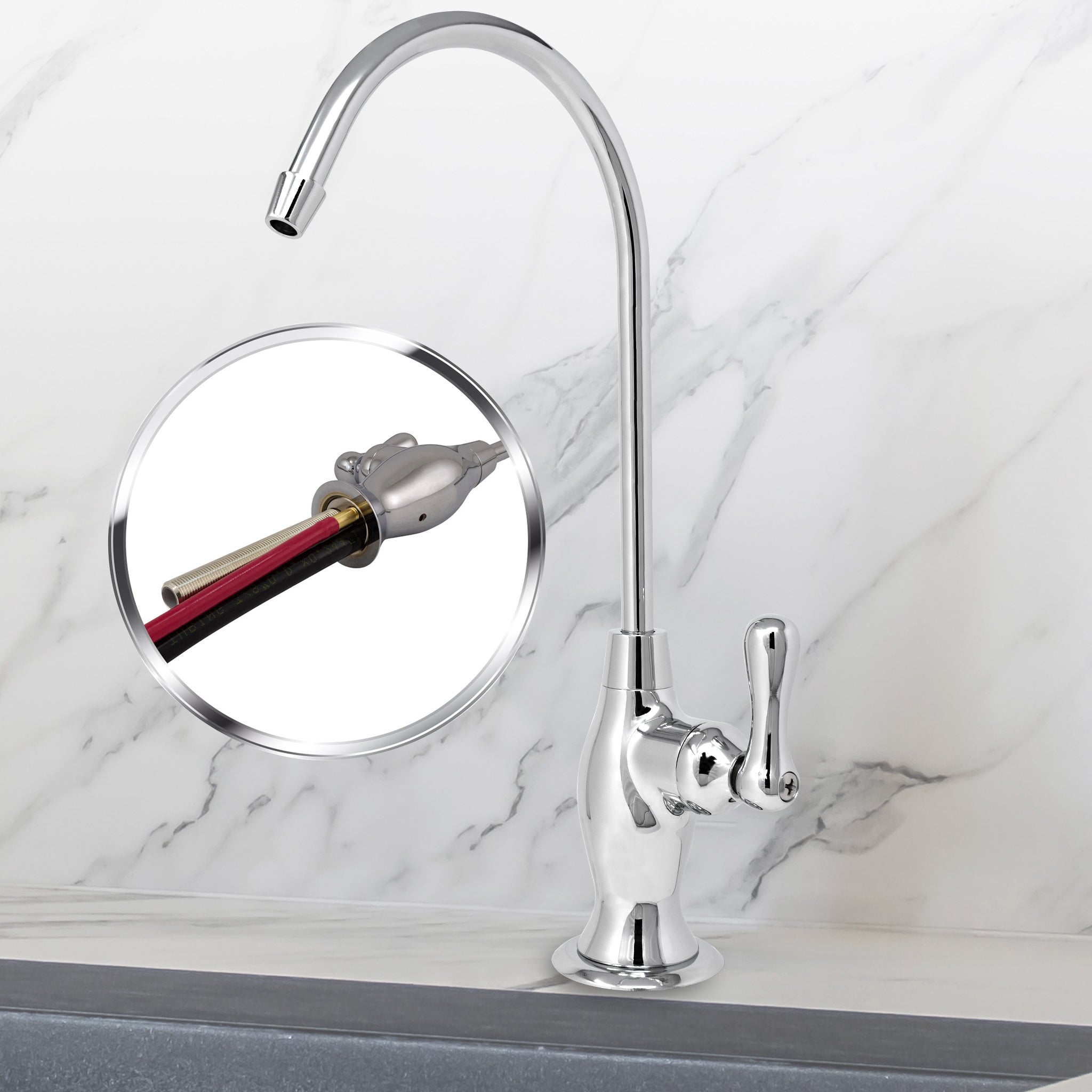 Water Filtration Faucet Vase Style  Reverse Osmosis Air Gap with Pre-installed Tubing. Certified by NSF