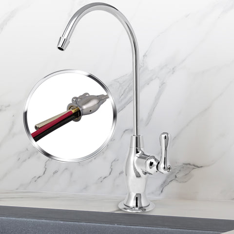 Water Filtration Faucet Vase Style Chrome Reverse Osmosis Air Gap with Pre-installed Tubing. Certified by NSF.