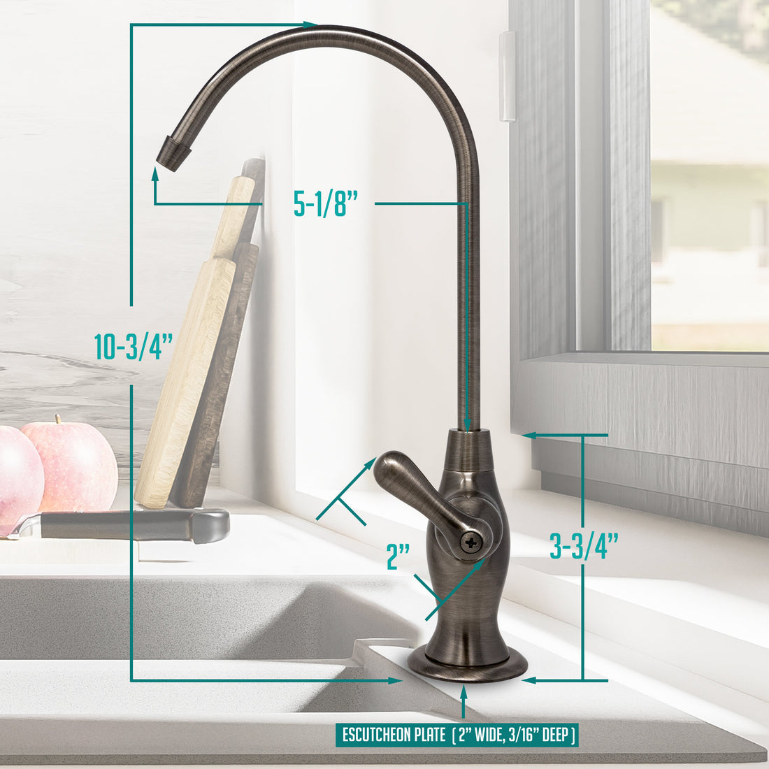 Water Filtration Faucet Vase Style Gunpowder Grey Reverse Osmosis Non Air Gap. Certified by NSF.