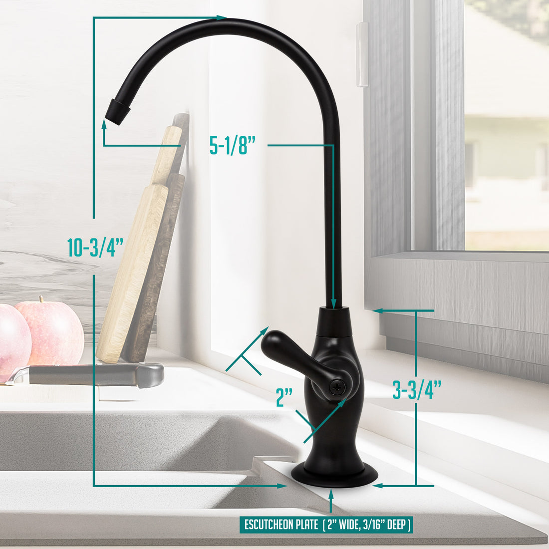 Water Filtration Faucet Vase Style Matte Black Reverse Osmosis Non Air Gap. Certified by NSF.