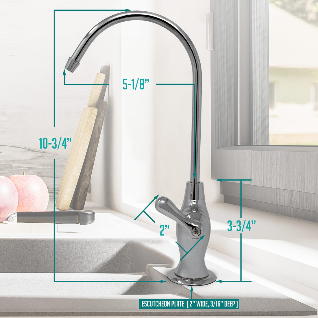 Water Filtration Faucet Vase Style Polished Nickel Reverse Osmosis Non Air Gap. Certified by NSF.