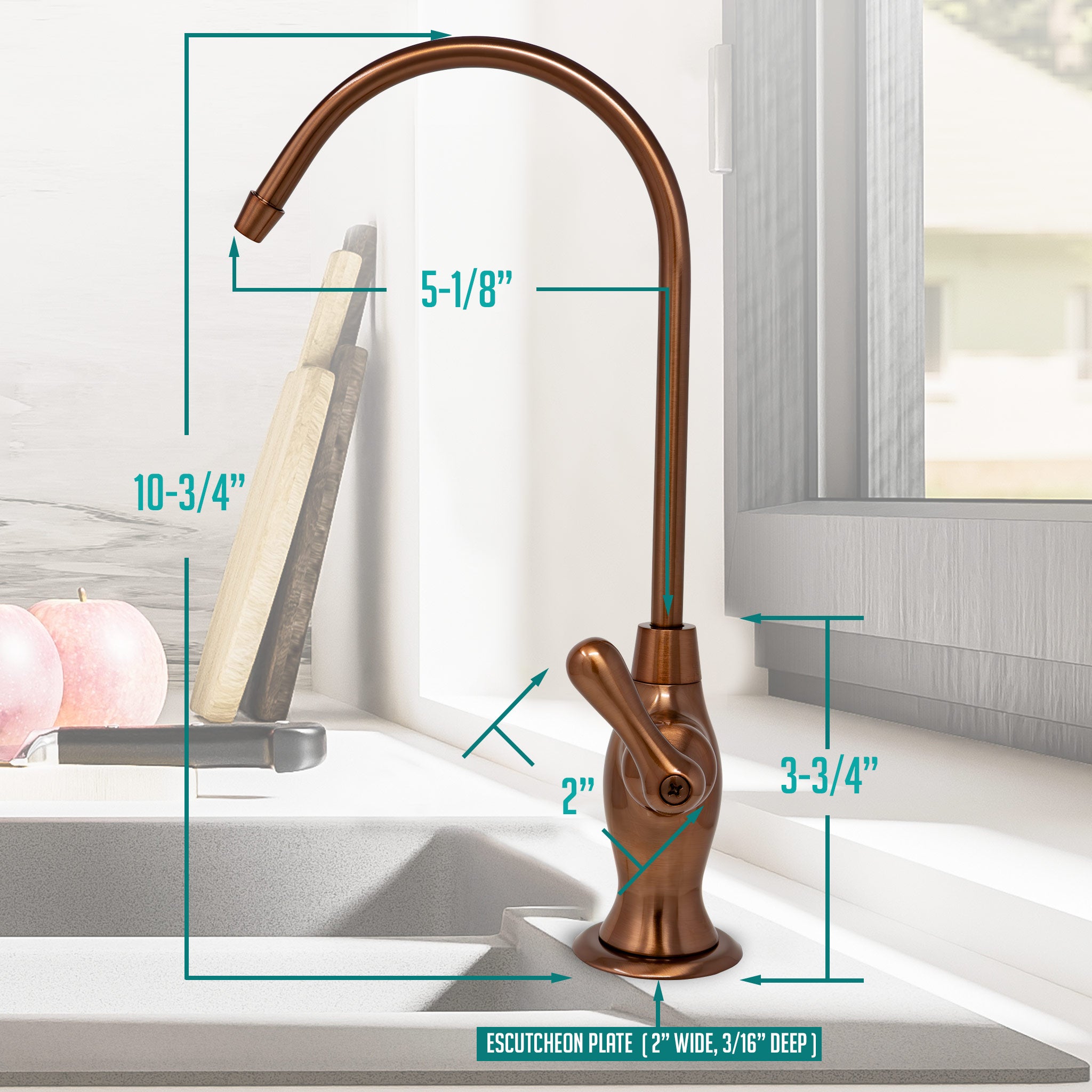 Water Filtration Faucet Vase Style Rose Gold Reverse Osmosis Non Air Gap. Certified by NSF.