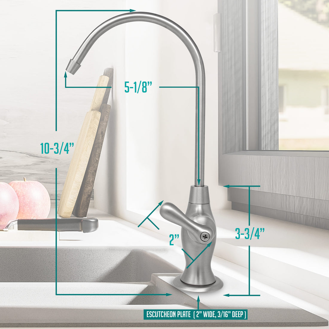 Water Filtration Faucet Vase Style Stainless Steel Reverse Osmosis Non Air Gap. Certified by NSF.