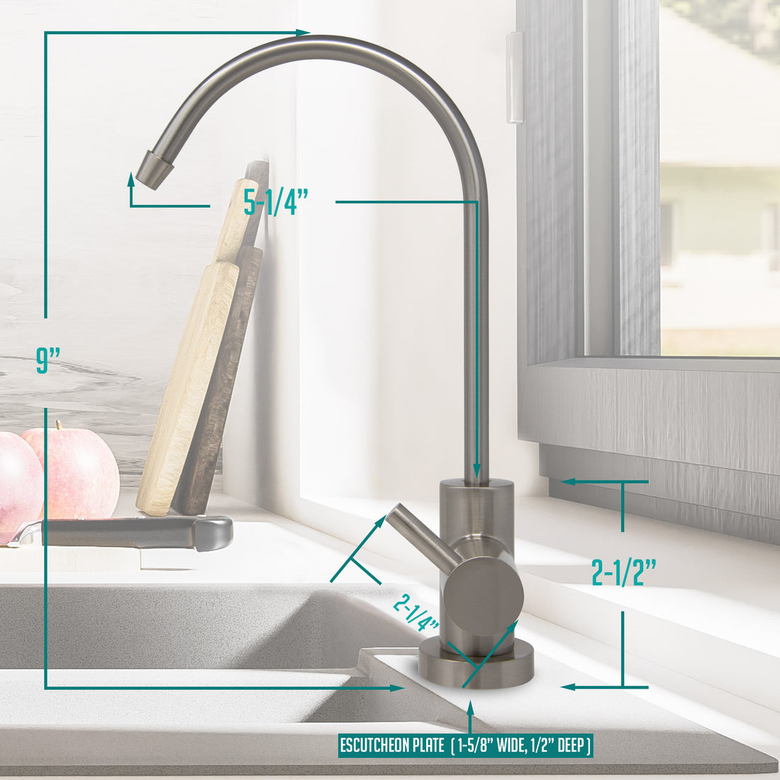 Water Filtration Faucet Brushed Nickel Euro Style Reverse Osmosis Non Air Gap. Certified by NSF.