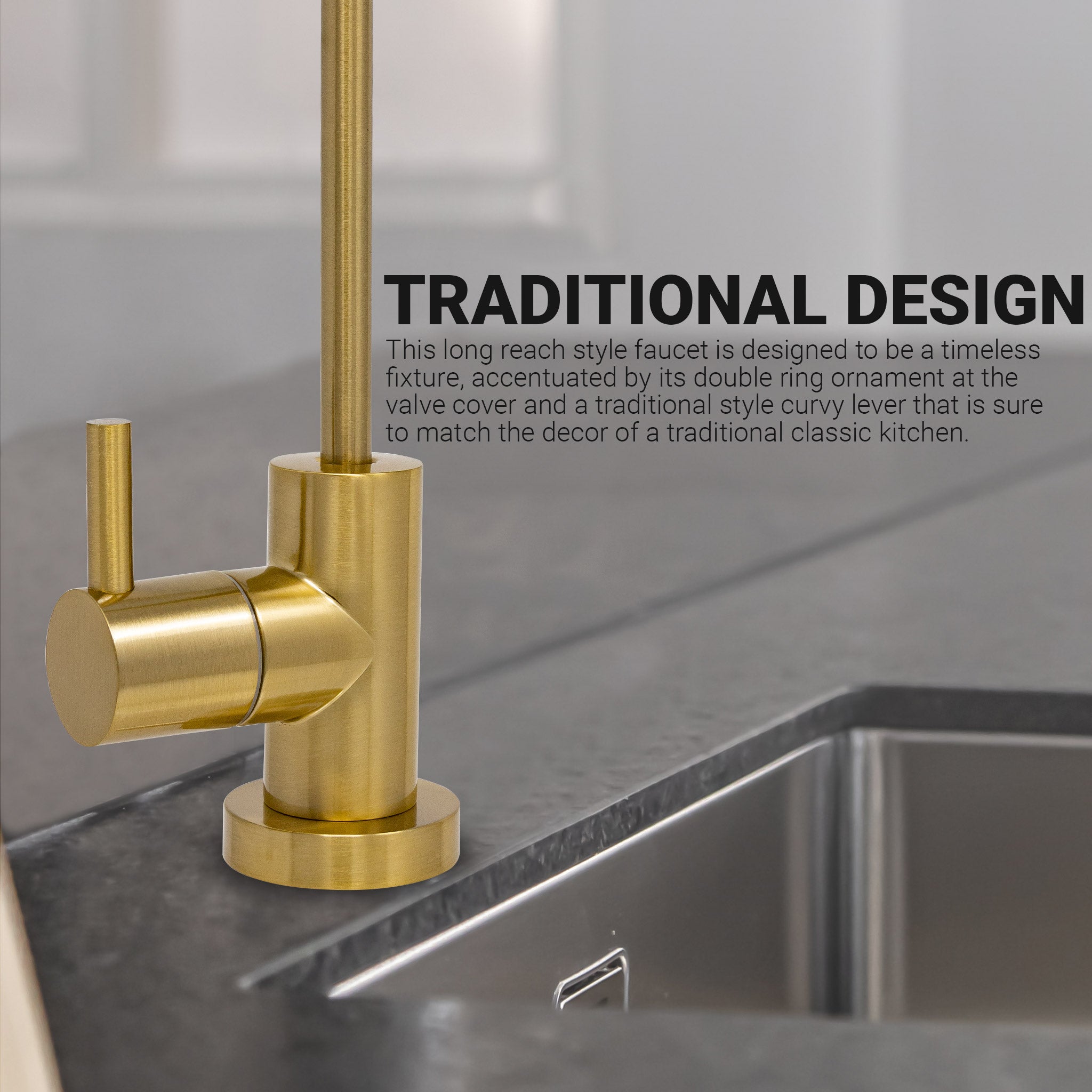 Water Filtration Faucet Brushed Gold Euro Style Reverse Osmosis Non Air Gap. Certified by NSF.