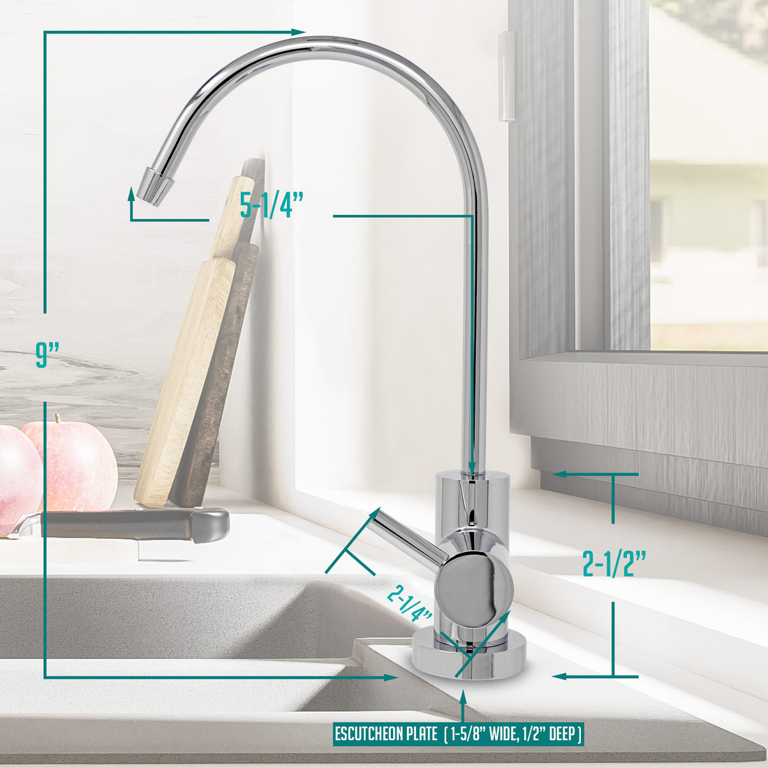 Water Filtration Faucet Chrome Euro Style Reverse Osmosis Non Air Gap. Certified by NSF.