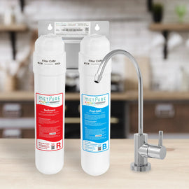 Customizable Metpure 2 Stage Non-RO Water Filtration Complete System. Removes Chlorine Bad Taste and Odor