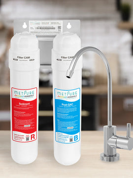 2 Stage Quick Twist Water Filtration System. Metpure Versatile Customizable Non-reverse Osmosis Water Filtration System. Complete System with Hardware, Filters, and Faucet. (Select Your System Type and Faucet)