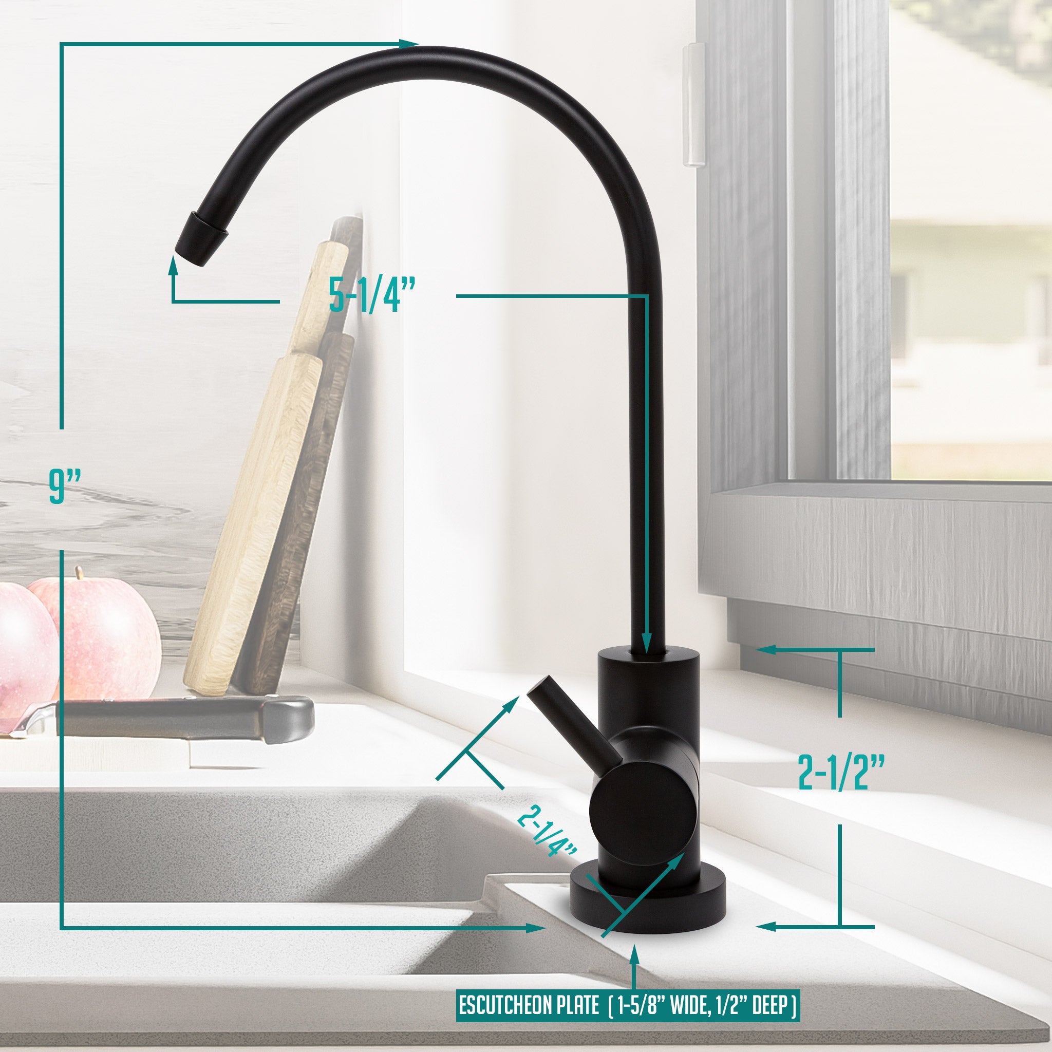 Water Filtration Faucet Matte Black Euro Style Reverse Osmosis Non Air Gap. Certified by NSF.