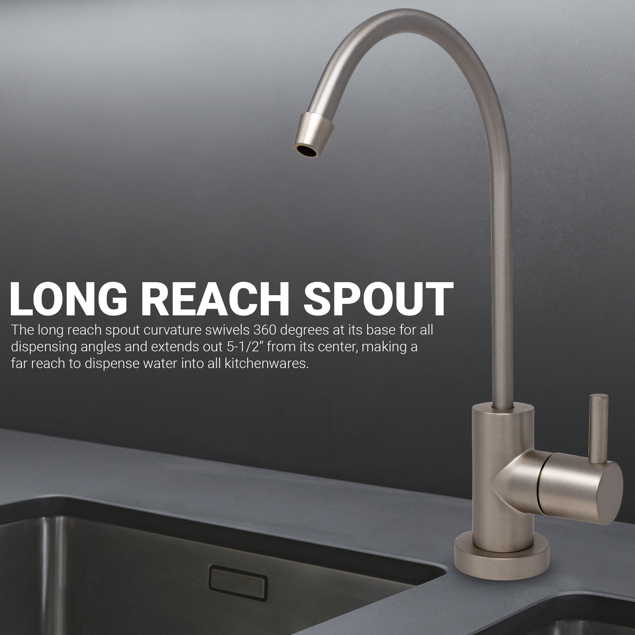 Water Filtration Faucet Satin Nickel Euro Style Reverse Osmosis Non Air Gap. Certified by NSF.