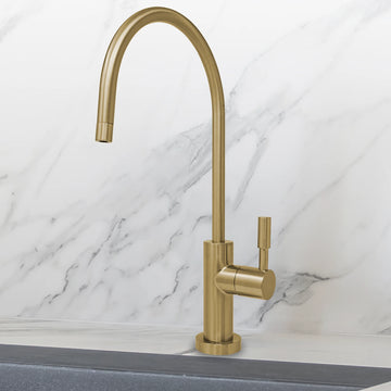 Water Filtration Faucet Brushed Gold Large Euro Style Reverse Osmosis Non Air Gap. Certified by NSF.