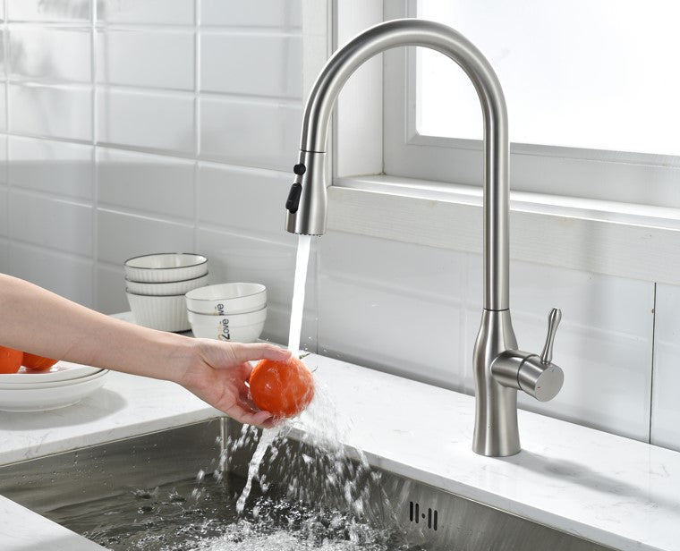 Metpure Stainless Steel Kitchen Faucet with Pull-Down Single Handle Hose, Vase Style Lead Free