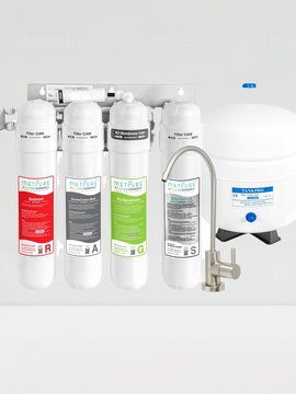 Metpure 4 Stage Alkaline Reverse Osmosis Water Filtration System (MV4-RAGS) with Faucet, 50 GPD RO Membrane