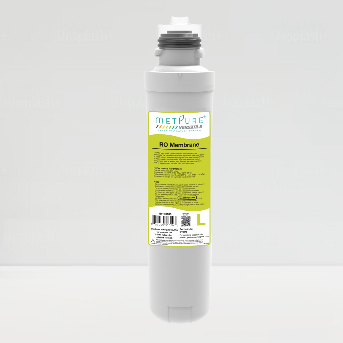 Metpure Versatile 100GPD Reverse Osmosis Drinking Water Replacement Membrane, Filter-Lime Quick Twist Filter (L), Replacement Cartridge 11" x 2.5"