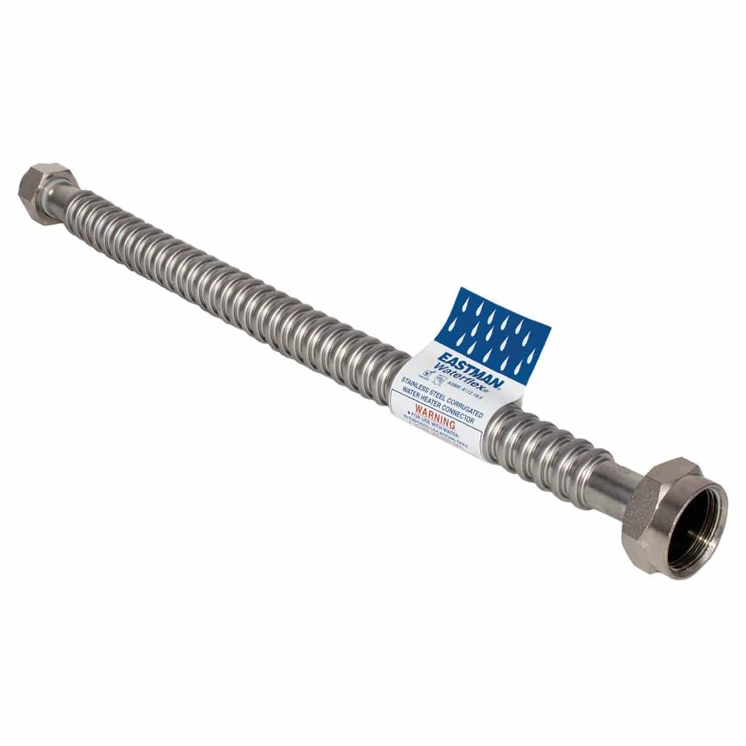 18" x 3/4" x 1" Stainless Steel Water Flex Connector