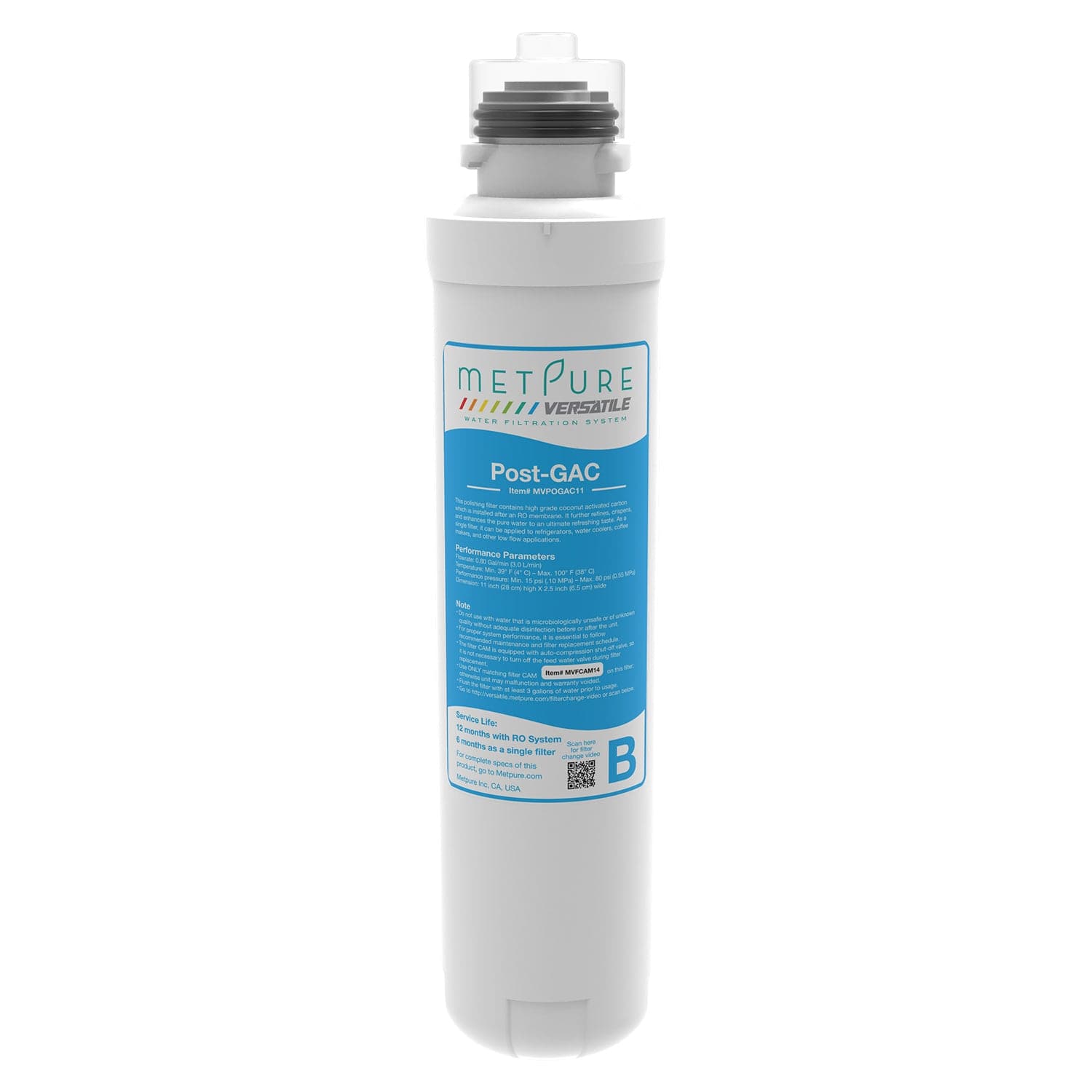 Metpure Versatile Blue Post GAC Quick Twist Filter (B), Drinking Water  Filtration System filter, Replacement Cartridge, 11