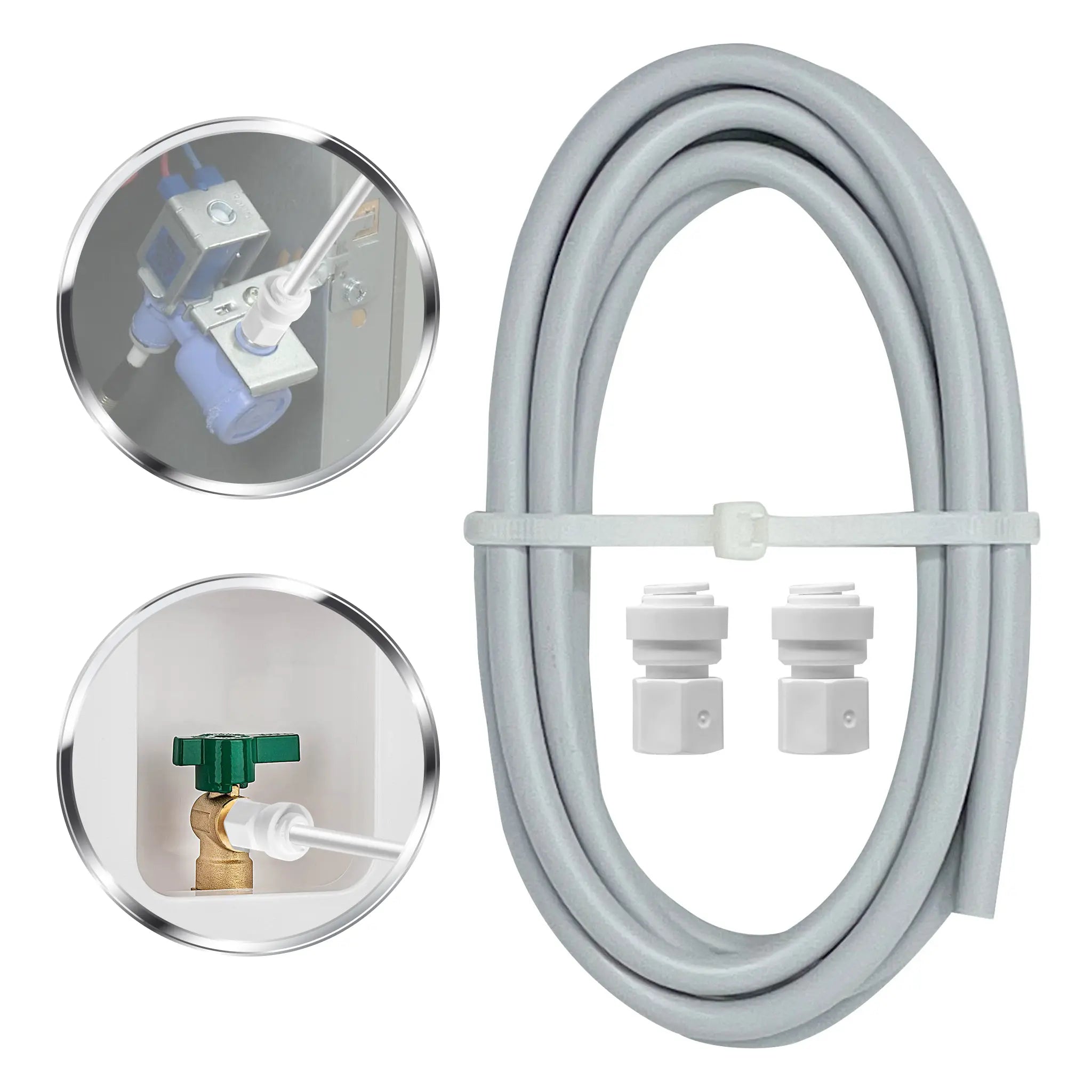 Metpure 6' Feet x 1/4" OD PEX Water Line for Refrigerator Ice Maker Kit with 1/4" Quick Connect Female Adapters. Connect from Shut-Off Valve to Refrigerator. Requires No Tools.