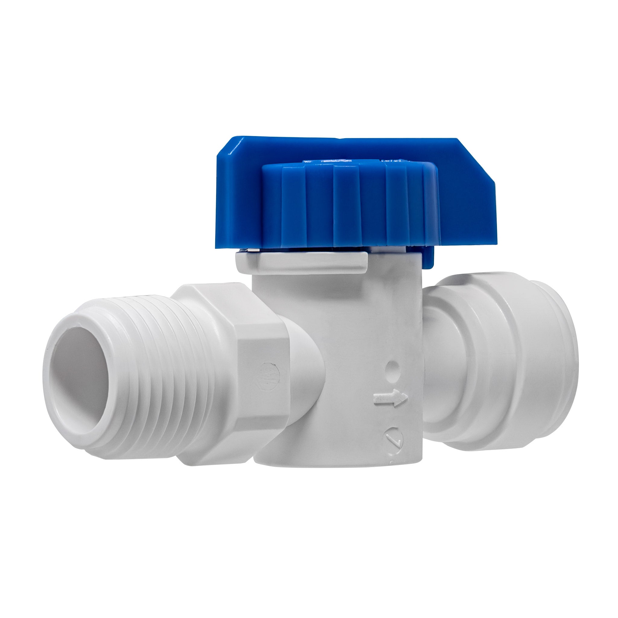 Quick connect in-line ball valve. 3/8" quick connect x 3/8" male thread.