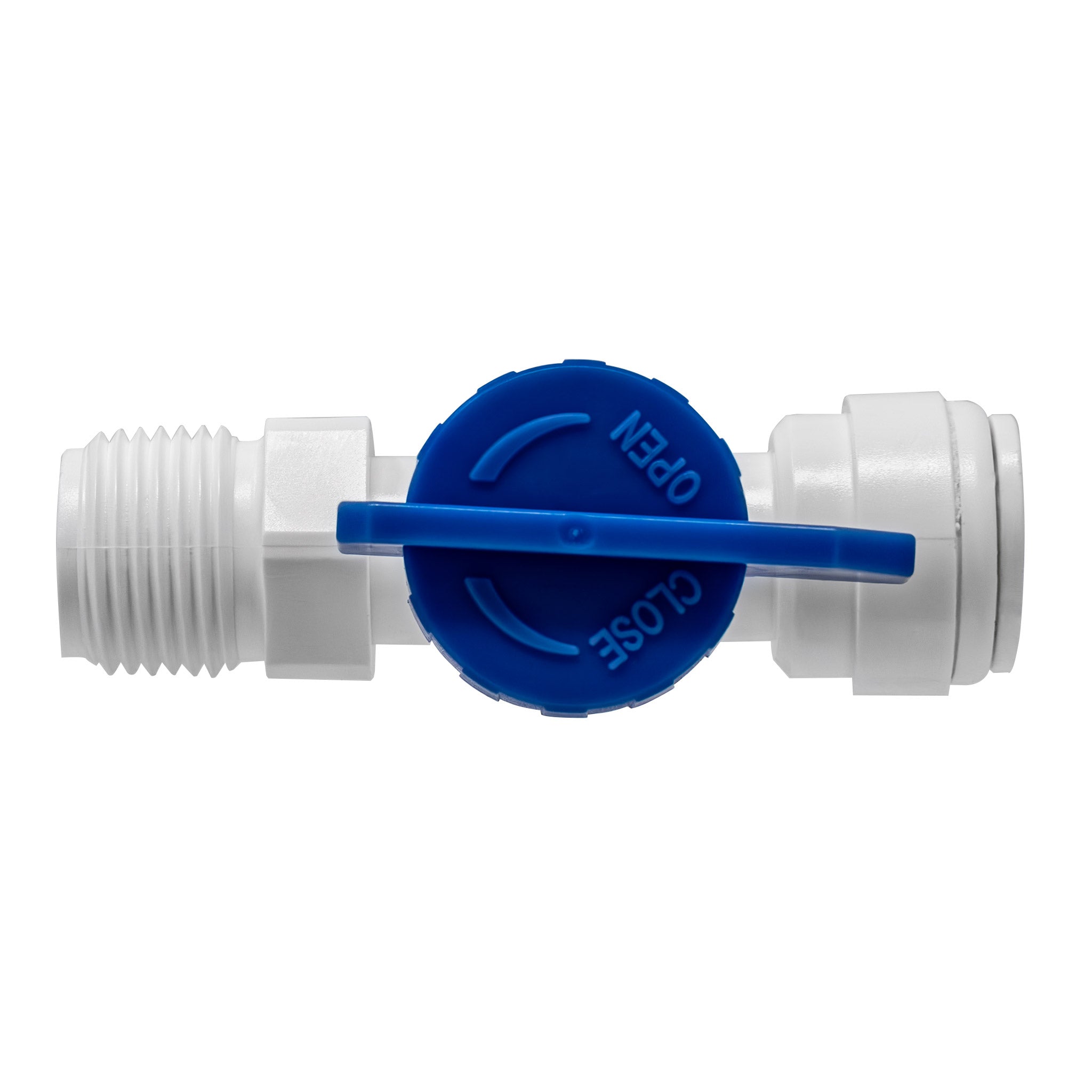 Quick connect in-line ball valve. 3/8" quick connect x 3/8" male thread.