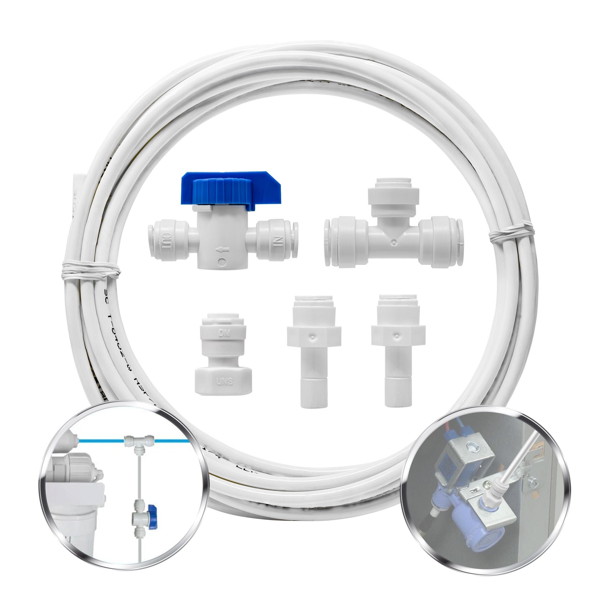 1/4 & 3/8 Ice Maker Kit w/25' Tube for RO Water Filtration