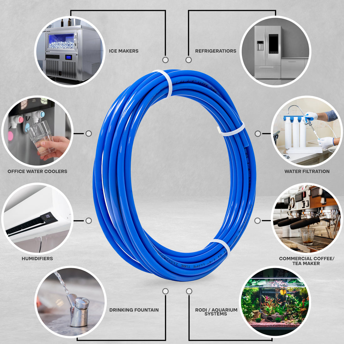 LLDPE 1/4" Tube 25 ft Roll in Metpure Retail Bag. Certified by NSF. For Reverse Osmosis De-ionized Water Filtration Systems, Refrigerators, and Other Appliances. Blue Color