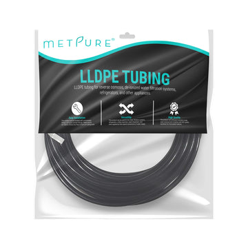 LLDPE 1/4" Tube 25 ft Roll in Metpure Retail Bag. Certified by NSF. For Reverse Osmosis De-ionized Water Filtration Systems, Refrigerators, and Other Appliances. Black Color