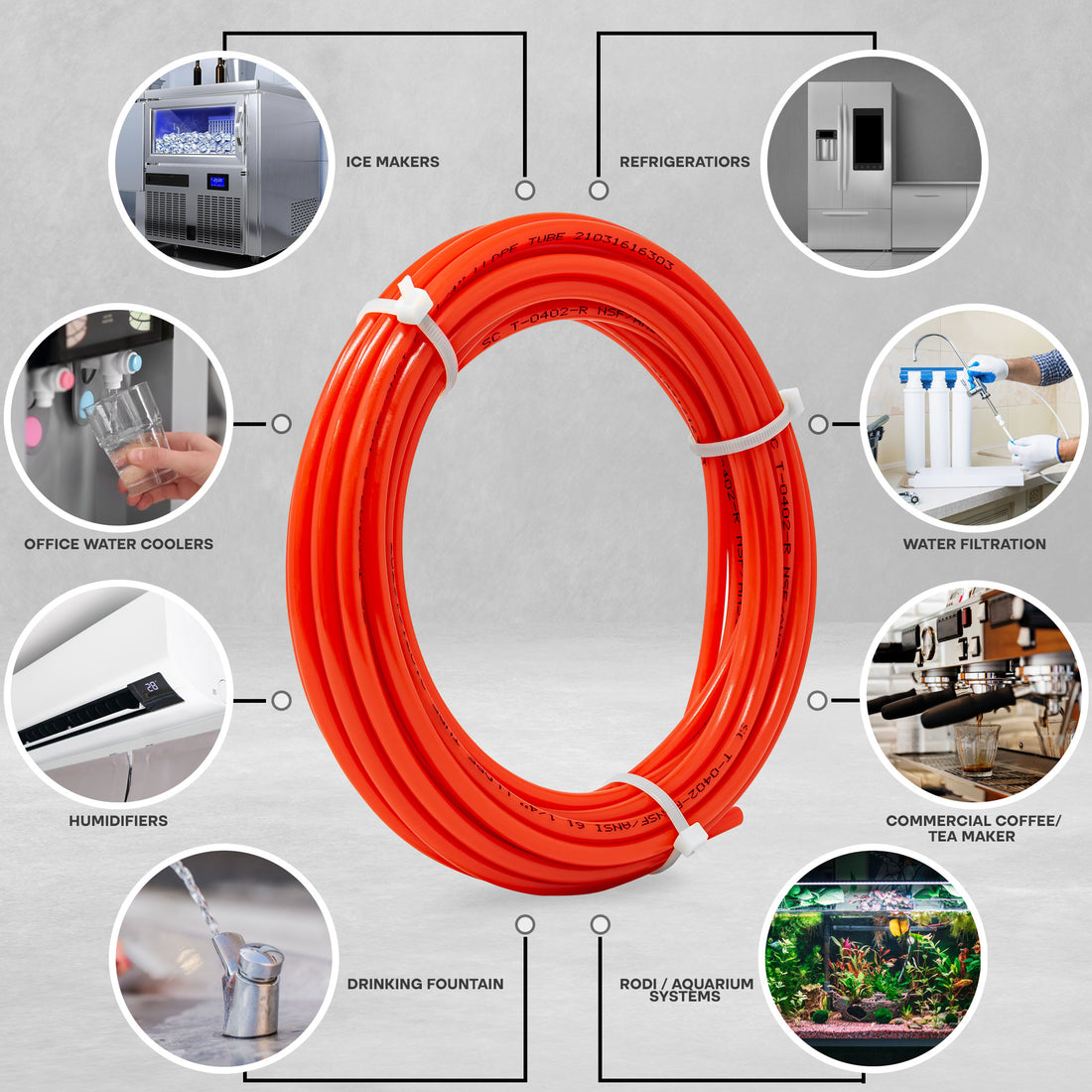 LLDPE 1/4" Tube 25 ft Roll in Metpure Retail Bag. Certified by NSF. For Reverse Osmosis De-ionized Water Filtration Systems, Refrigerators, and Other Appliances. Red Color