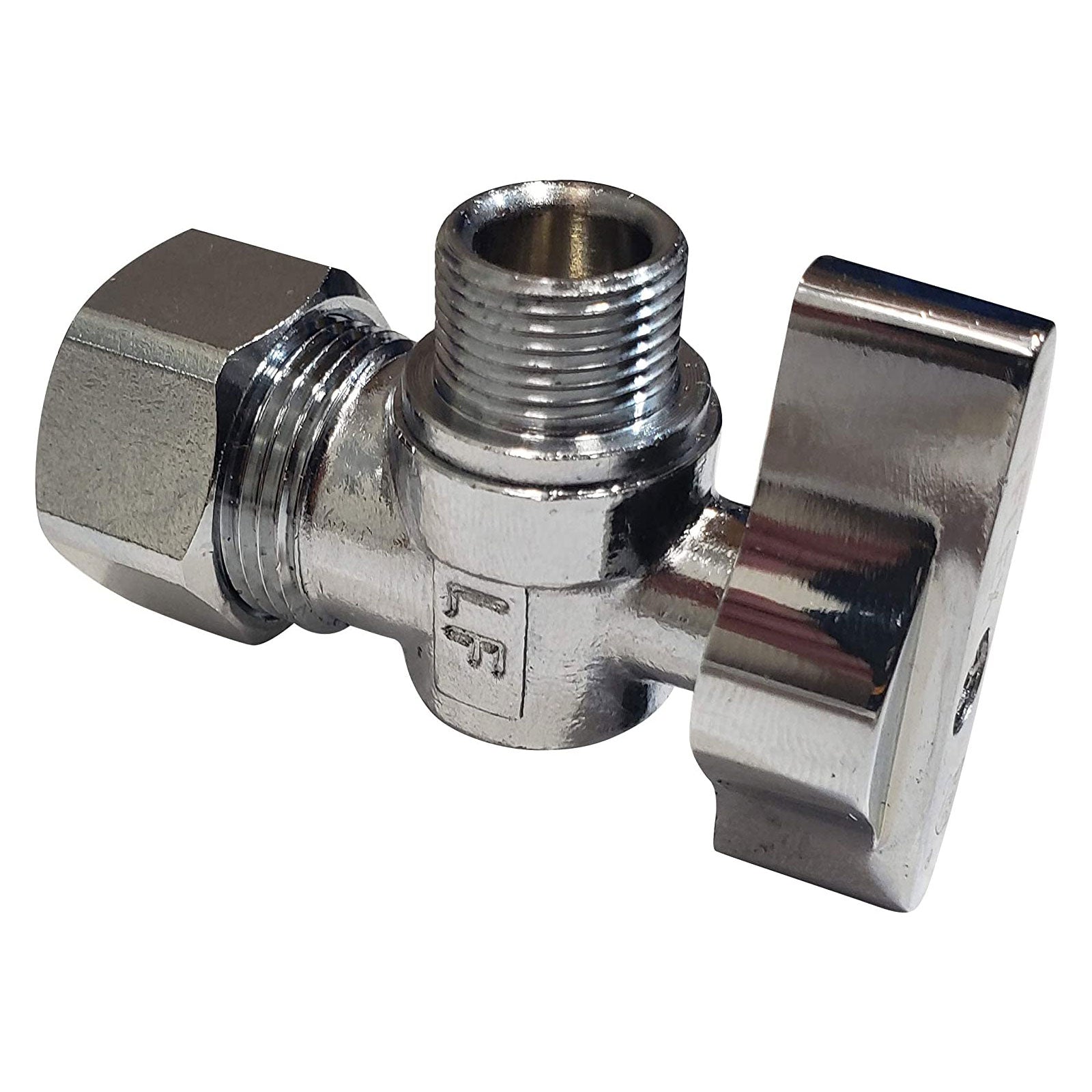 1/2" NOM (5/8" OD) x 3/8" COMP 1/4 Turn Angle Stop Valve (Less Ferrule and Nut on 1/2" COMP)