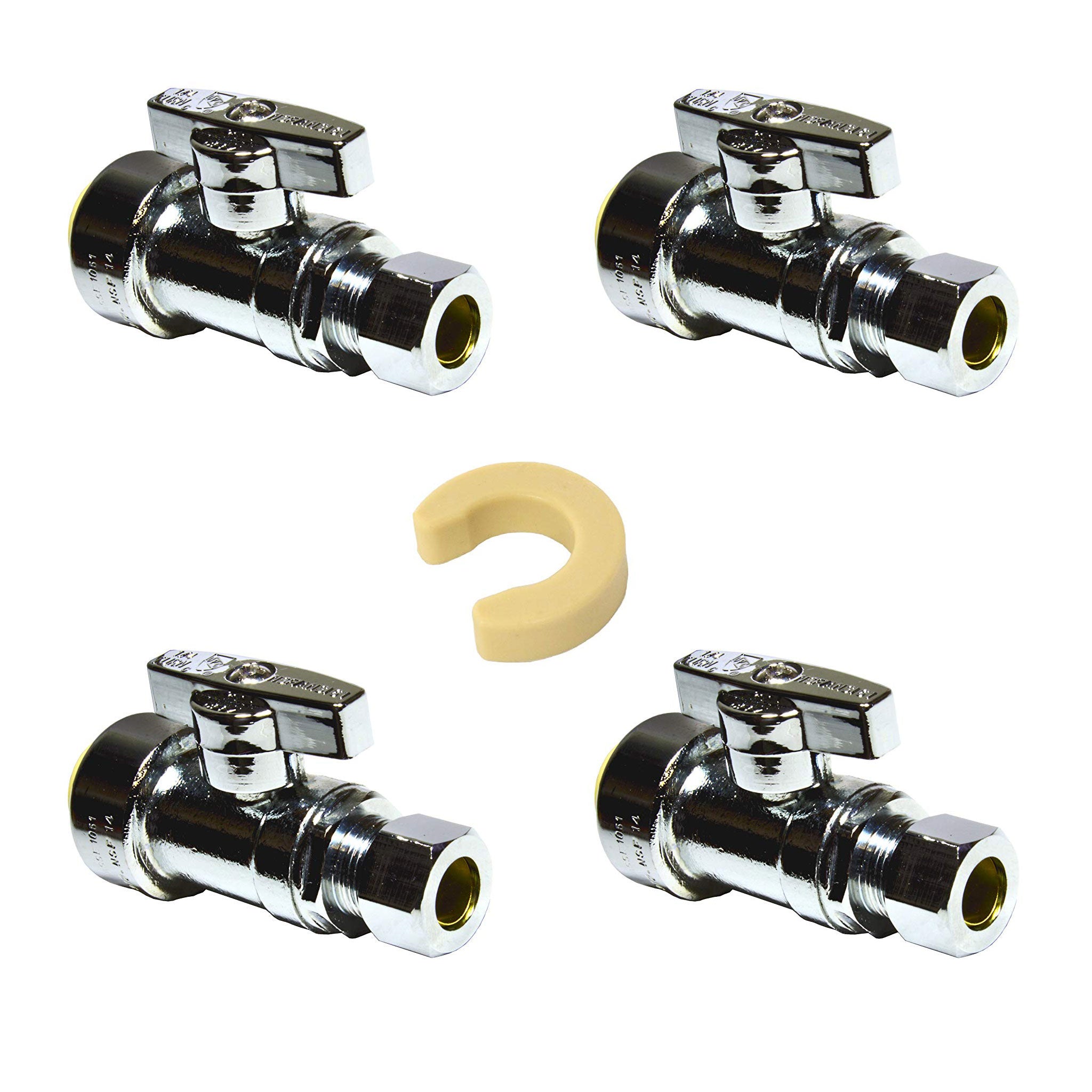 1/2" NOM x 3/8" OD COMP Push-Fit Straight Stop Valve 4 Pack