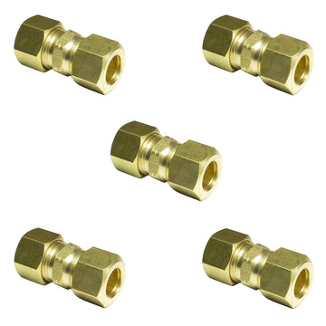 3/8" COMP x 3/8" COMP Brass Union Coupling (Lead Free) - 5 PACK