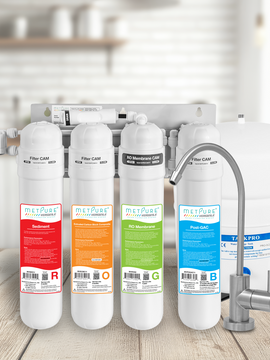 4 Stage Quick Twist Whole House Water Filtration System. Metpure Versatile Customizable Reverse Osmosis RO Water Filtration System. Complete System With Hardware, Filters, Storage Tank, and Faucet. (Select Your System Type and Faucet)