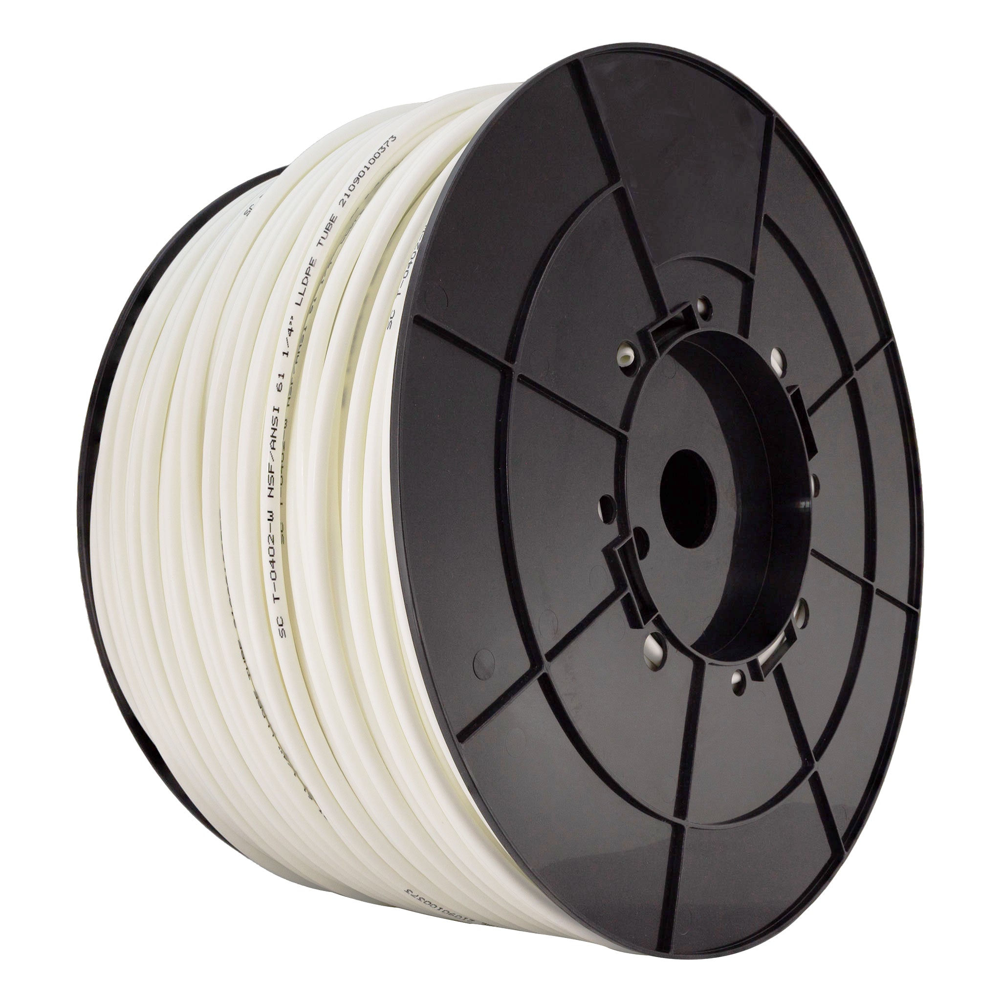 1/4" OD LLDPE Tube. 1000 FT or 300 M Roll. With spool. White Color. Certified by NSF.