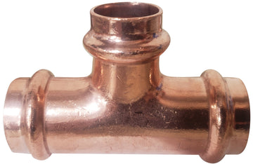 1-1/4" x 3/4" x 1-1/4" Press Copper Reducing Tee, Press x Press x Press, Copper, Low Lead