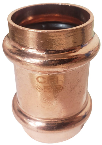 1/2" Press Coupling With No Stop, Press x Press, Copper, Low Lead