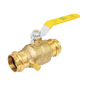 1/2" Press Ends Ball Valve With Drain Lead Free Brass. Pro Press Compatible