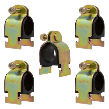 Rubber Cushion Steel Strut Clamp 1" NOM (1-1/8" OD) for Mounting Copper Piping, PEX Pipe, CVPC Tubing to Strut Channels [5 Pack]