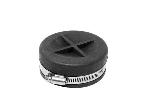 6" Rubber Test Cap with Stainless Steel Band and Clamp, For CI, Plastic, Steel